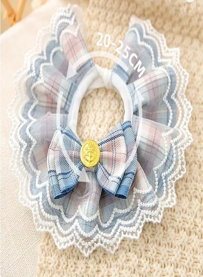 KittuPet طوق قطط من KittuPet - منديل رقيق ولطيف للكلاب من الدانتيل، مريلة للحيوانات الأليفة مع طوق مزين بفيونكة، وشاح للحيوانات الأليفة، منشفة لعاب (صغير، أزرق) - Image 4